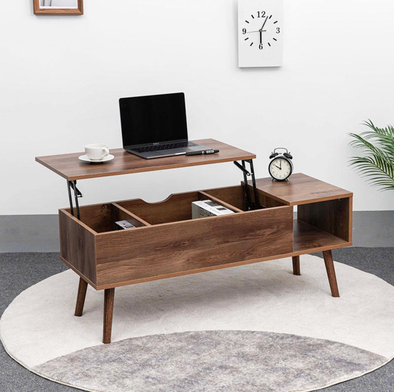 Vintage Lift-Top Coffee Table with Hidden Storage