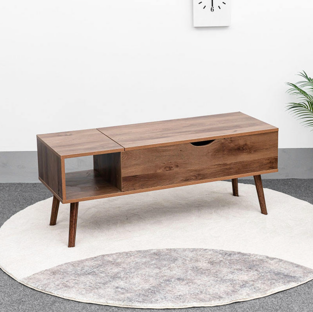 Vintage Lift-Top Coffee Table with Hidden Storage