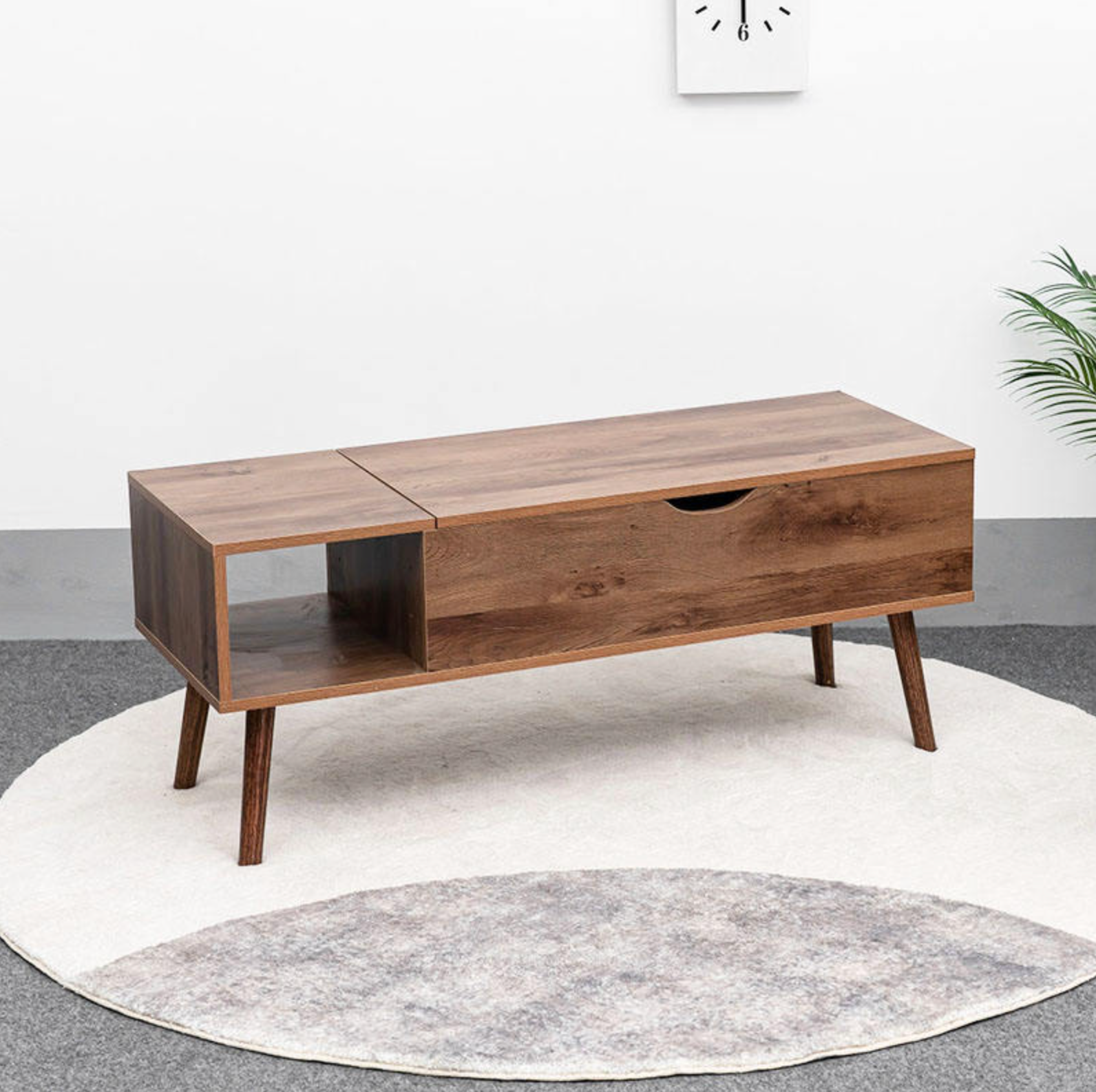 Vintage Lift-Top Coffee Table with Hidden Storage