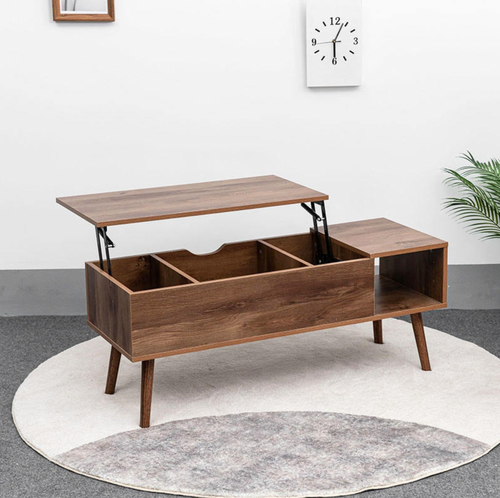Vintage Lift-Top Coffee Table with Hidden Storage