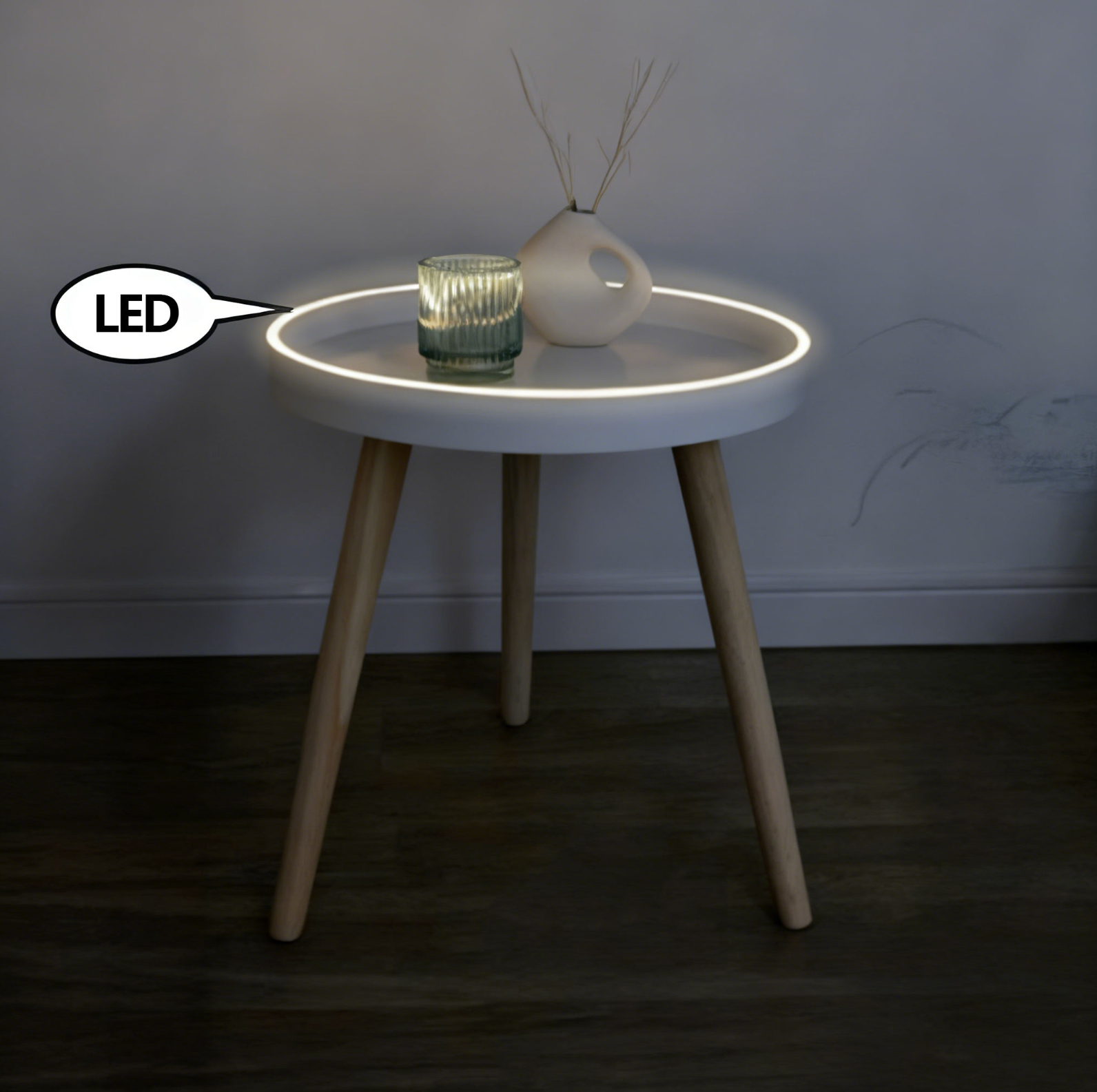 Natural LED Coffee Table with Detachable Design