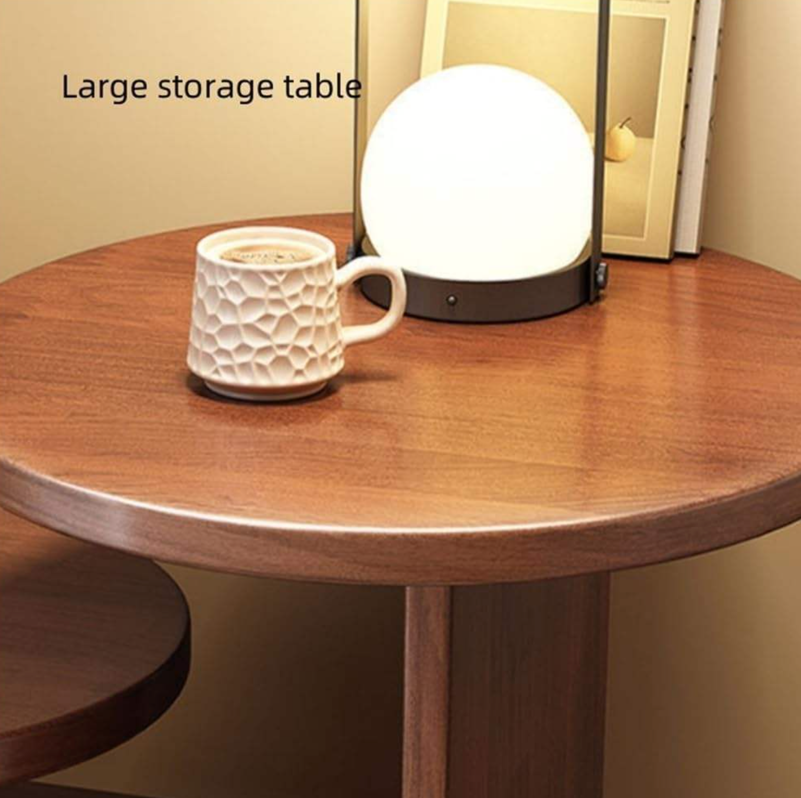 Modern Brown Solid Wood Round Nightstand