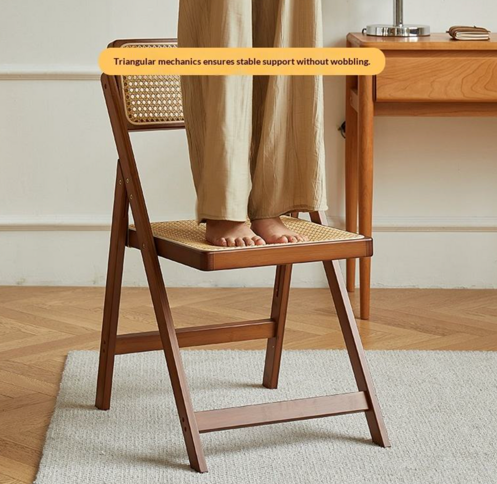 Nordic Bamboo Folding Dining Chair with Backrest