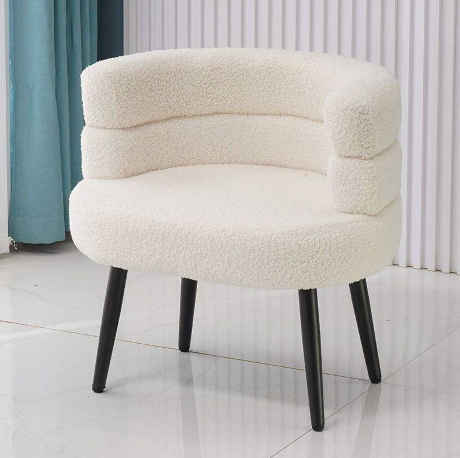 Modern Creamy White Bouclé Accent Chair