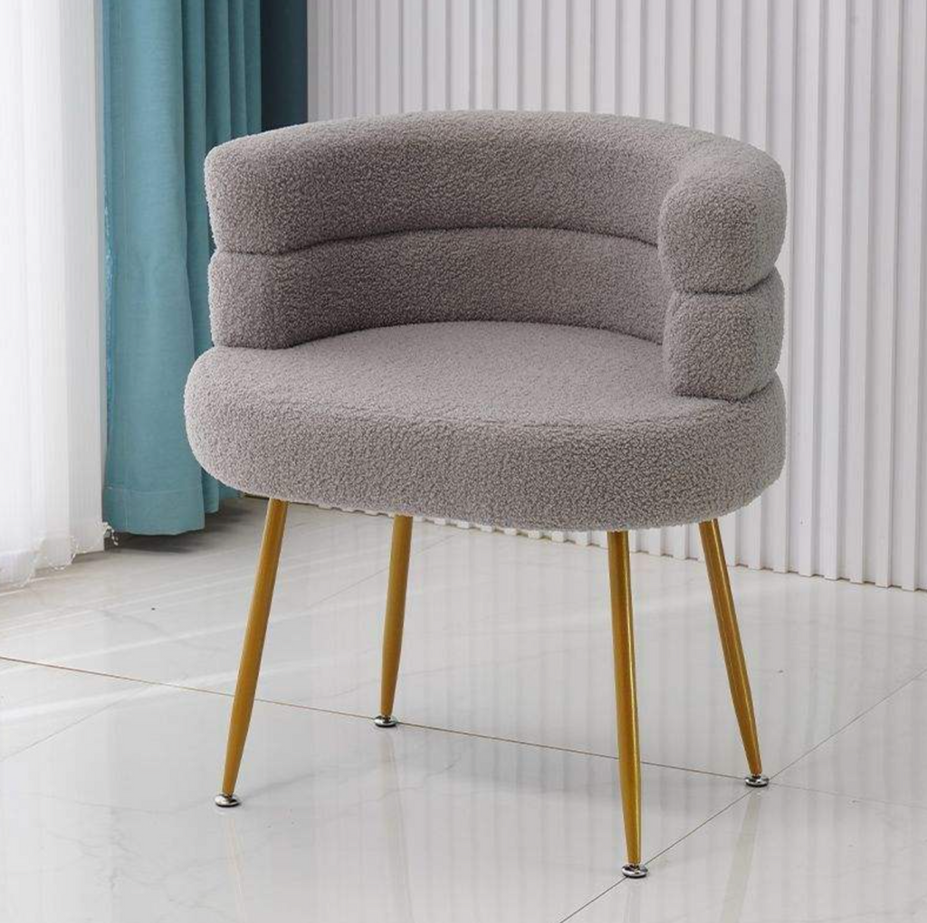 Modern Creamy White Bouclé Accent Chair