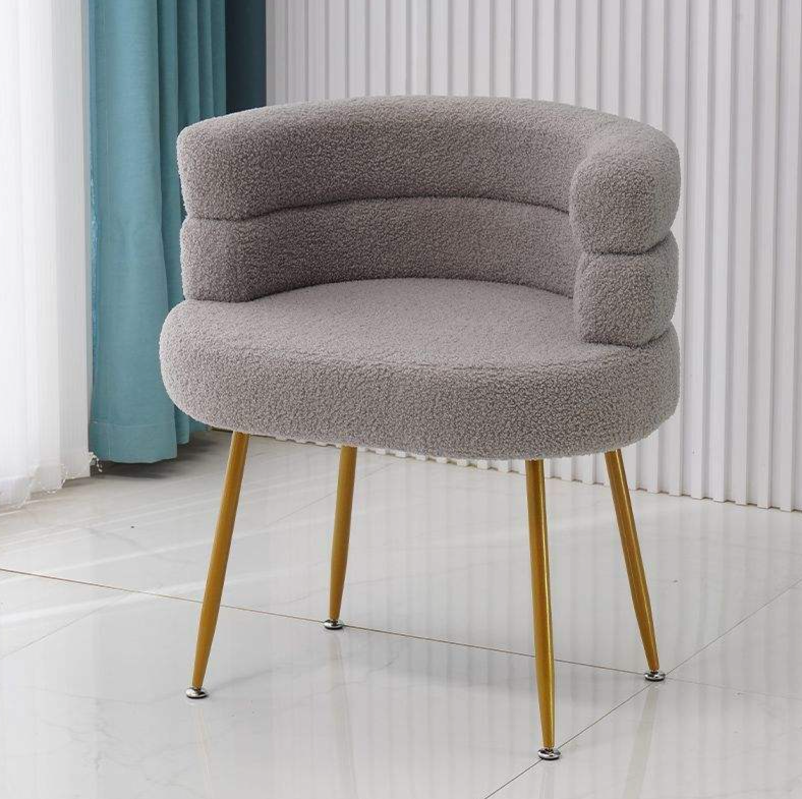 Modern Creamy White Bouclé Accent Chair