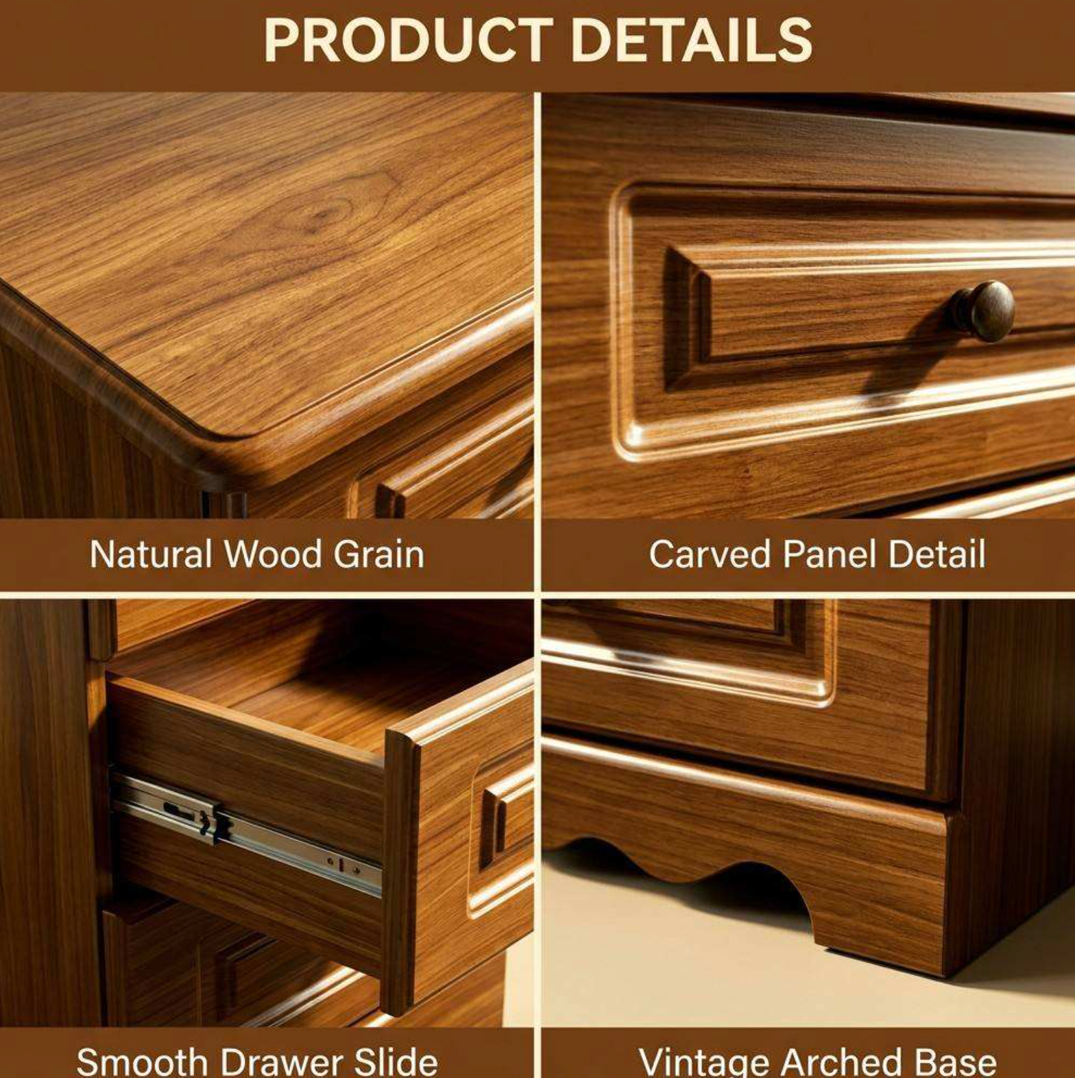 Retro Classic 3-Drawer Wooden Cabinet
