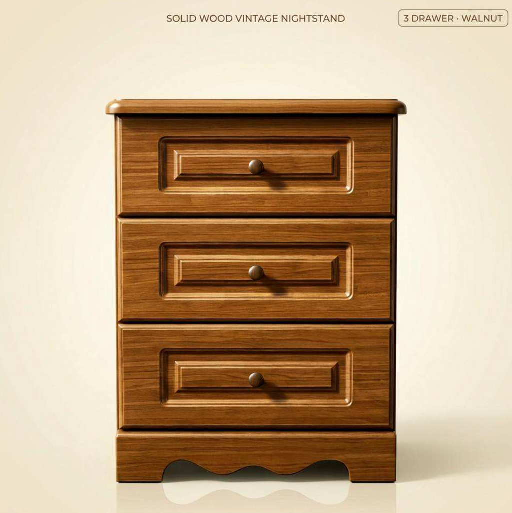 Retro Classic 3-Drawer Wooden Cabinet