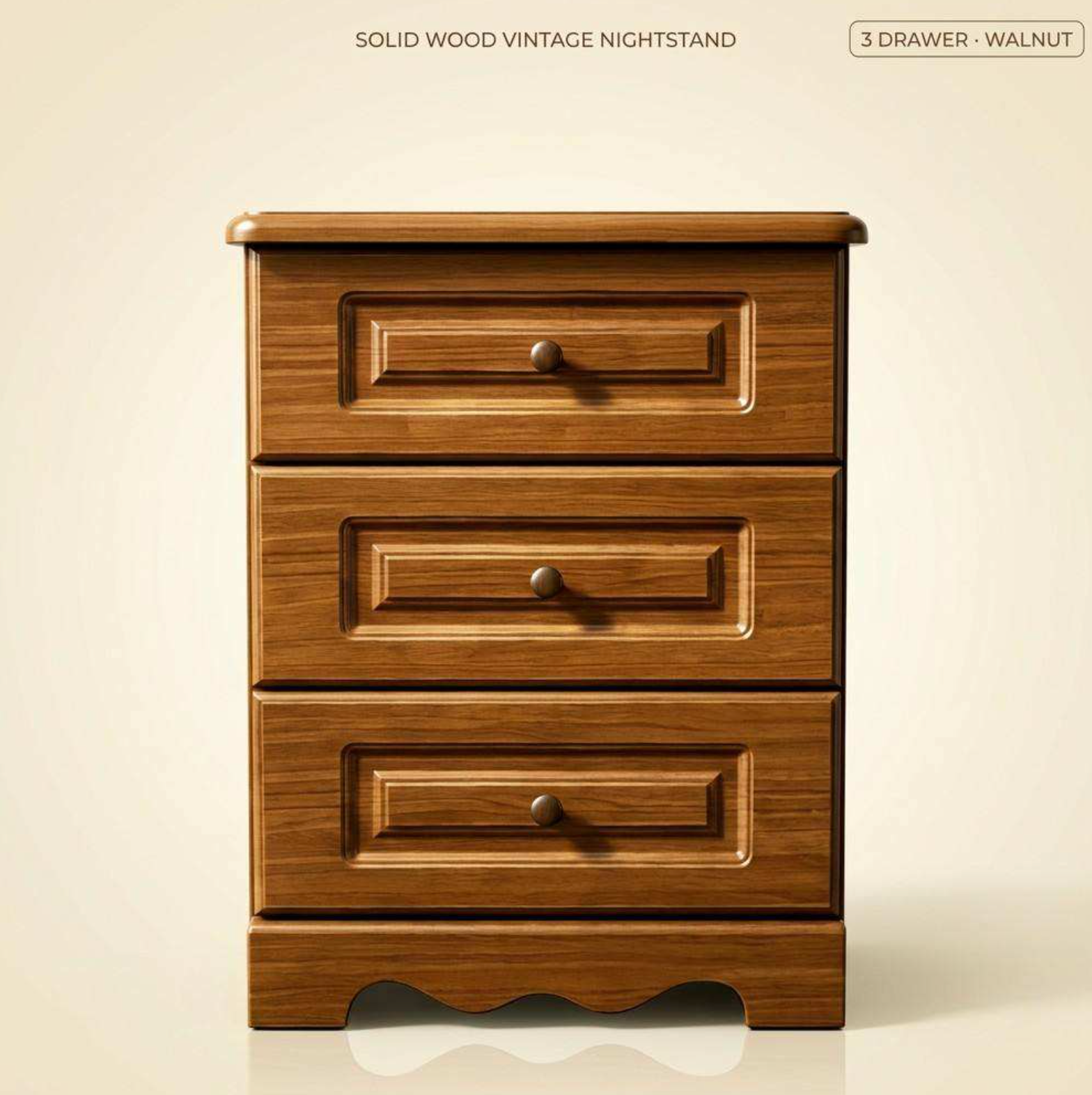 Retro Classic 3-Drawer Wooden Cabinet