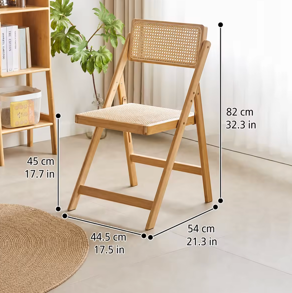 Nordic Bamboo Folding Dining Chair with Backrest
